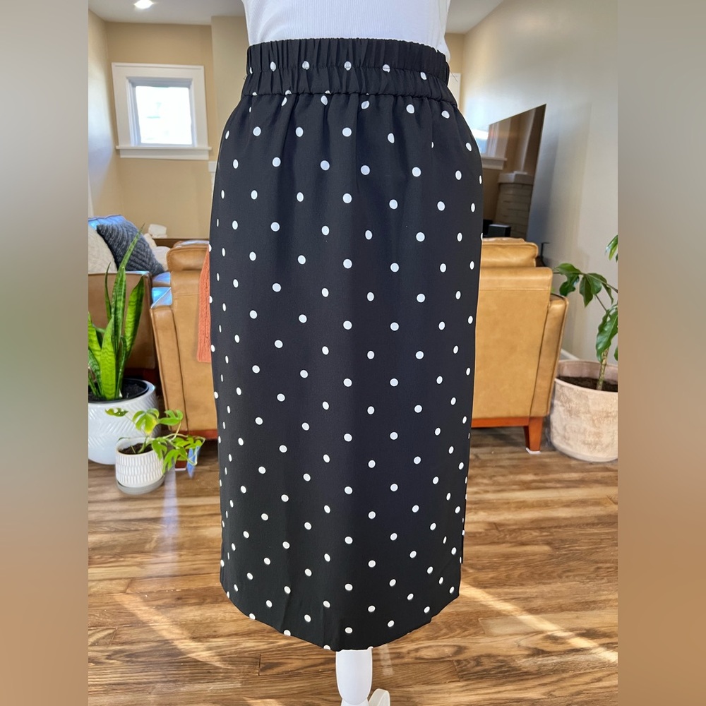 J. Crew Black and White Polka Dot Pencil Skirt